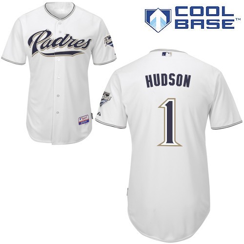 Best sale San Diego Padres 1 Orlando Hudson White Cool Base MLB Jersey Baseball MLB Jerseys